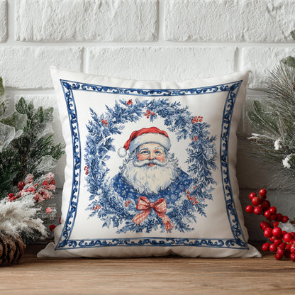 Blue Christmas Toile Pillow Covers, 18x18, Set of 2