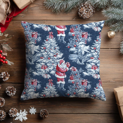 Blue Christmas Toile Pillow Covers, 18x18, Set of 2