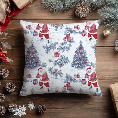 Blue Christmas Toile Pillow Covers, 18x18, Set of 2