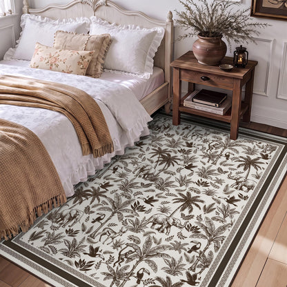 Washable French Toile Area Rug
