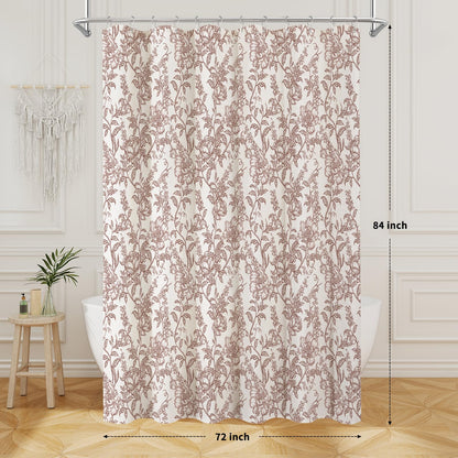 Blue Floral Linen Blend Shower Curtain