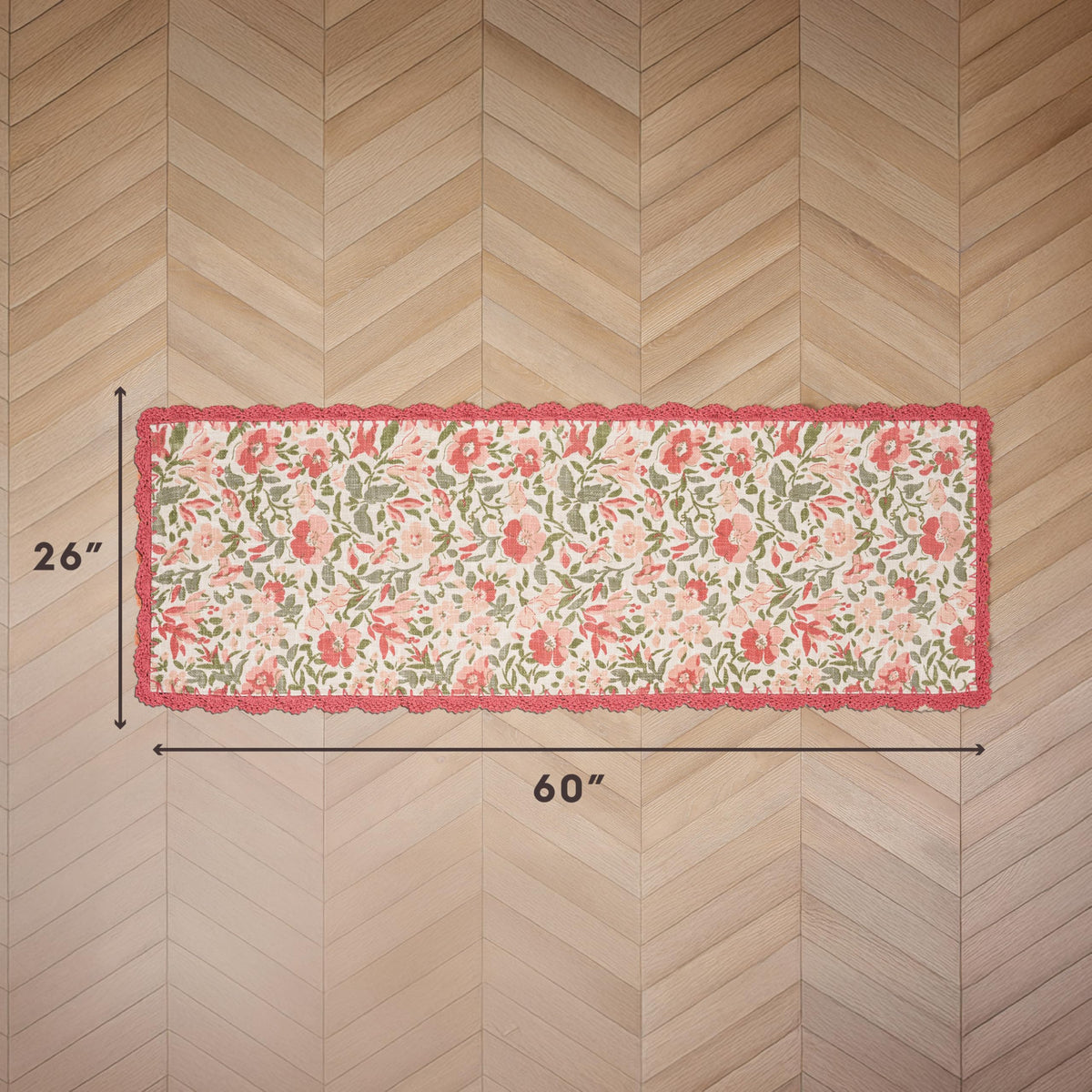 Laura Ashley Indigo Floral Crochet Border Runner Rug