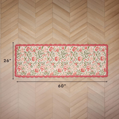 Laura Ashley Indigo Floral Crochet Border Runner Rug