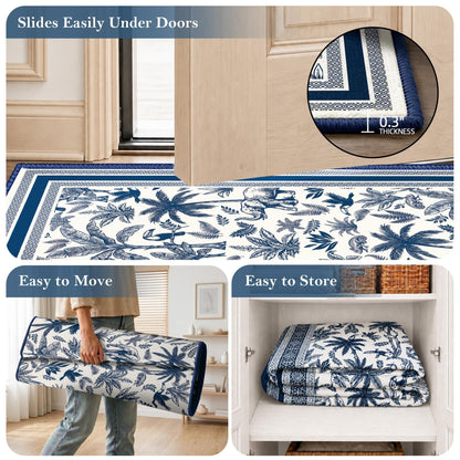 Washable French Toile Area Rug