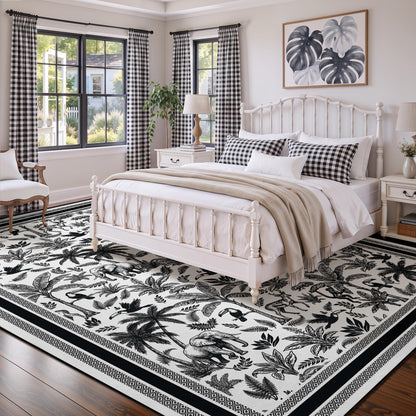 Washable French Toile Area Rug