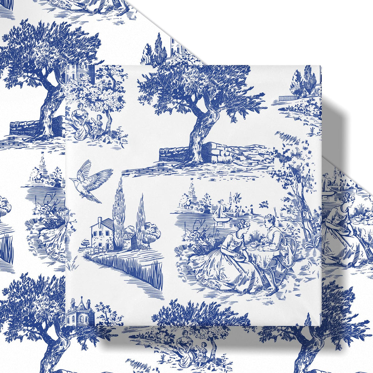 Reversible Toile Christmas Wrapping Paper