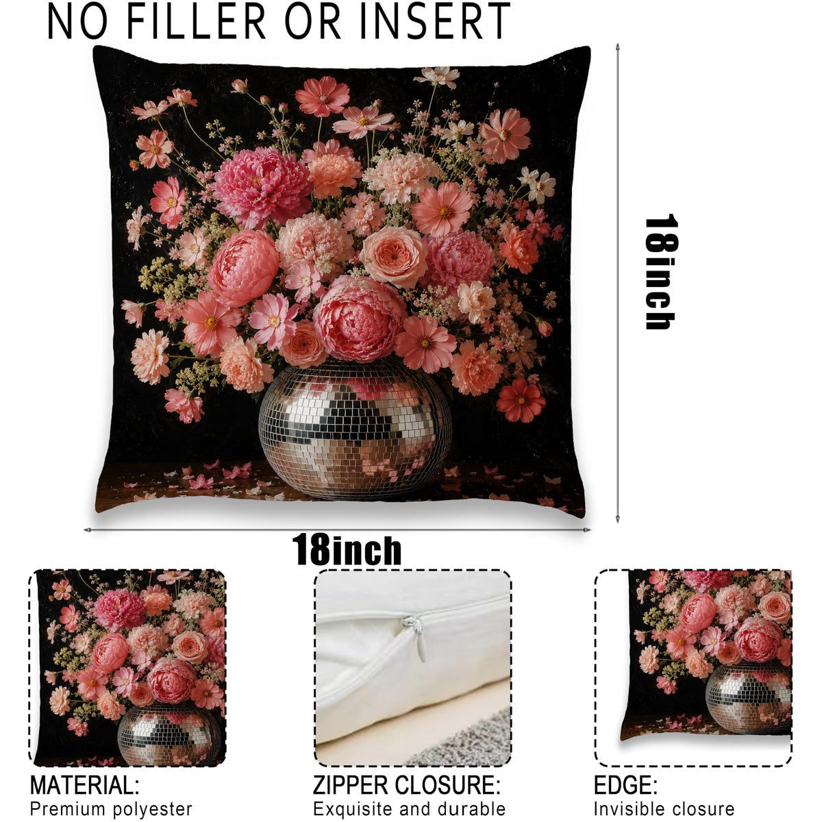 Blue Chinoiserie Bird and Peony Pillow Cover, 18x18