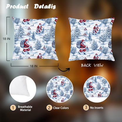 Blue Christmas Toile Pillow Covers, 18x18, Set of 2