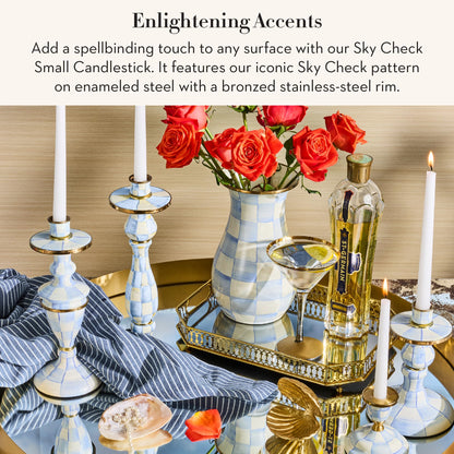 MacKenzie-Childs Sky Check Pillar Candlestick