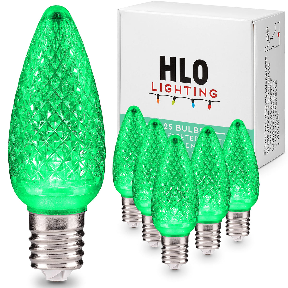 Blue C9 Faceted LED Christmas Bulbs, Set of 25