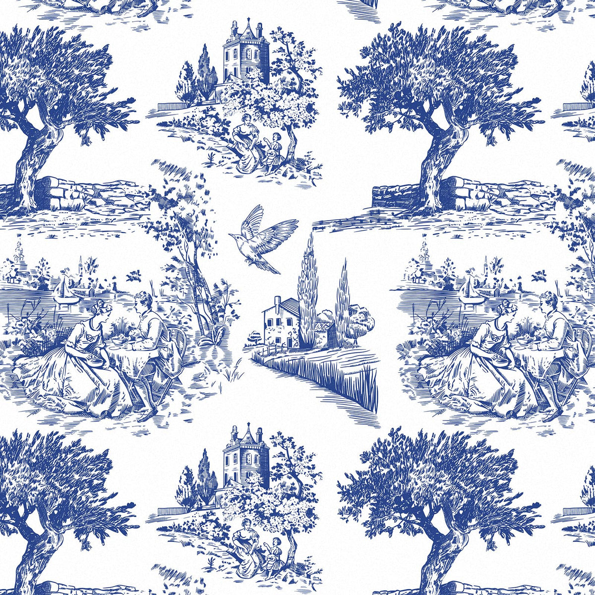 Reversible Toile Christmas Wrapping Paper