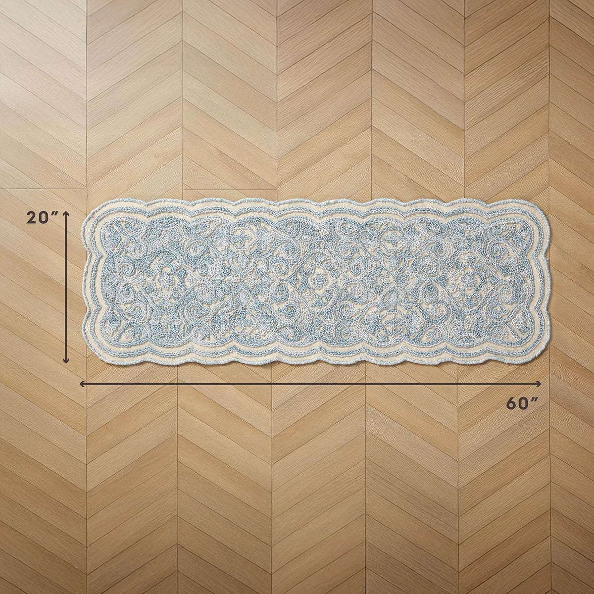 Laura Ashley Scalloped Washable Runner Rug