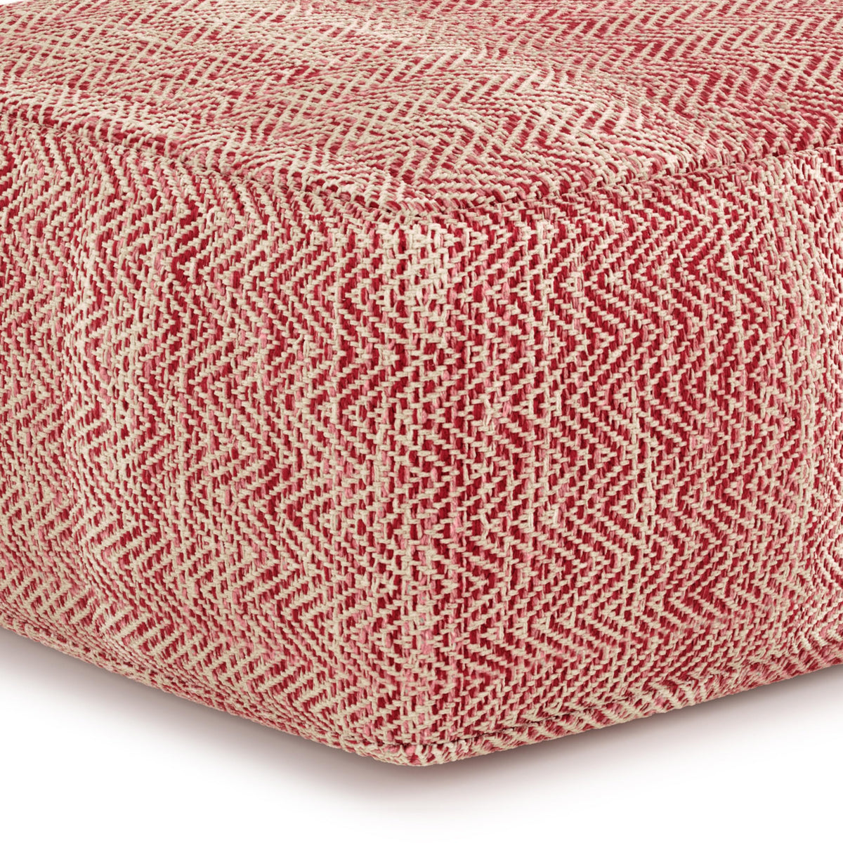 Simpli Home Cowan Blue Wool Square Pouf