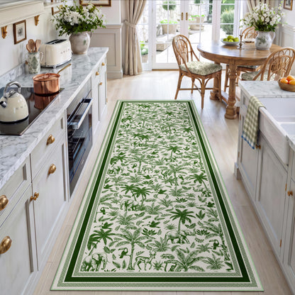Washable French Toile Area Rug