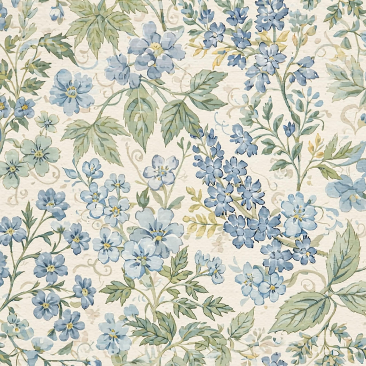 Bavni Dusty Blue Floral Washable Rug