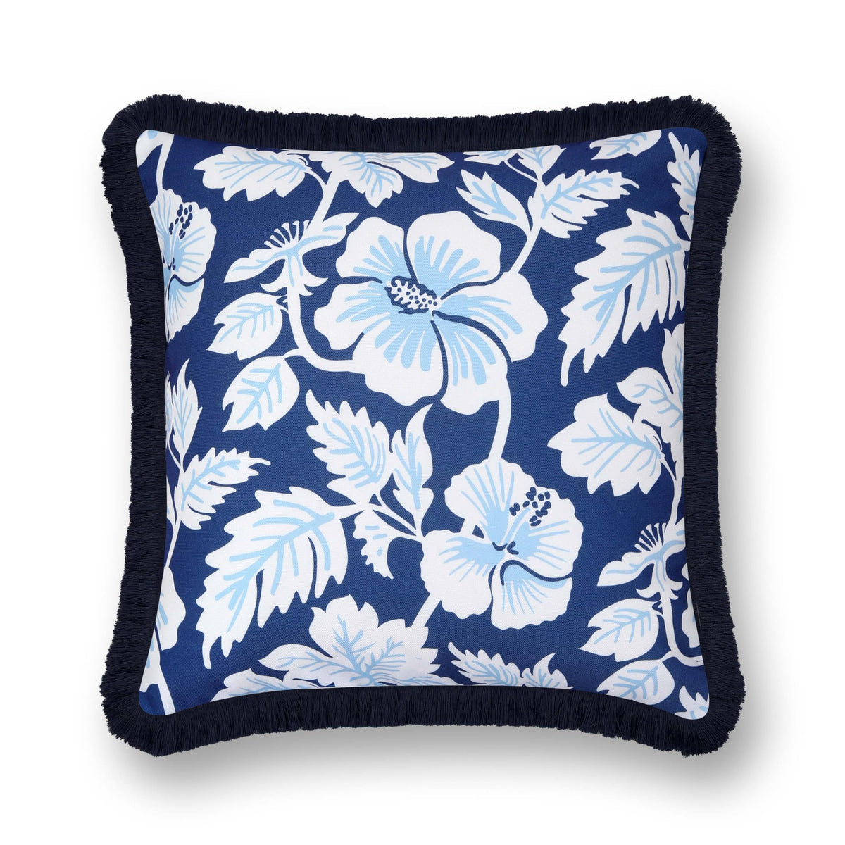 Navy Greek Key Outdoor Lumbar Pillow Cover, 12x20