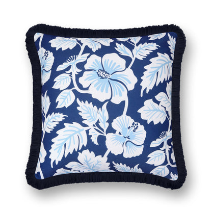 Navy Greek Key Outdoor Lumbar Pillow Cover, 12x20