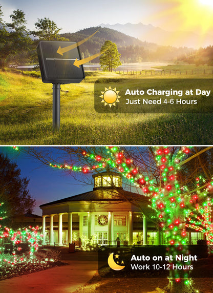Solar Christmas String Lights, 100 LED, 40 ft