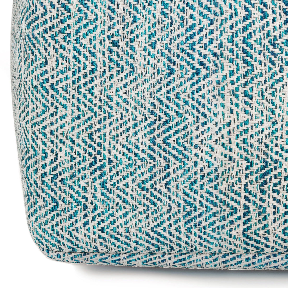 Simpli Home Cowan Blue Wool Square Pouf