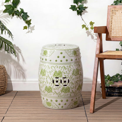 Jonathan Y Lotus Chinoiserie Garden Stool, 17.75"