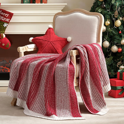 Checkered Knit Throw Blanket, Blue, 50 x 60 Inch
