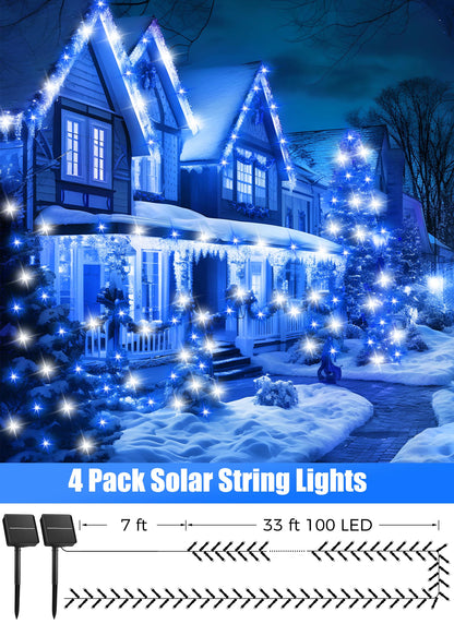 Solar Christmas String Lights, 100 LED, 40 ft