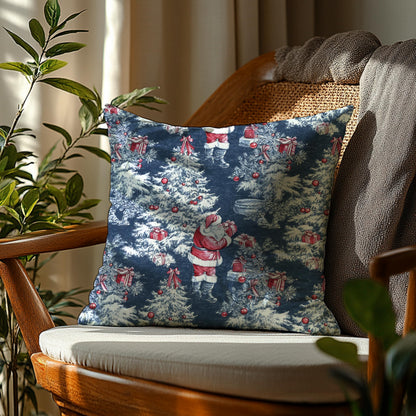 Blue Christmas Toile Pillow Covers, 18x18, Set of 2