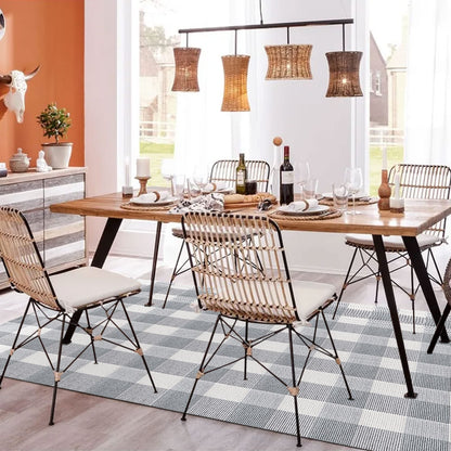SEEKSEE Blue Buffalo Plaid Porch Rug, 27.5x43