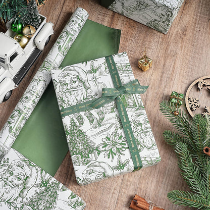 Reversible Toile Christmas Wrapping Paper