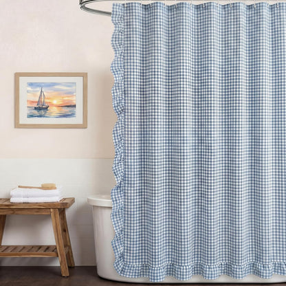 Ruffled Gingham Shower Curtain, 72 x 72