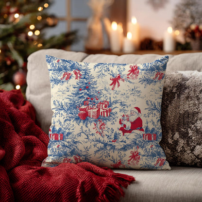 Blue Christmas Toile Pillow Covers, 18x18, Set of 2