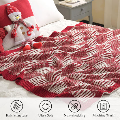 Checkered Knit Throw Blanket, Blue, 50 x 60 Inch