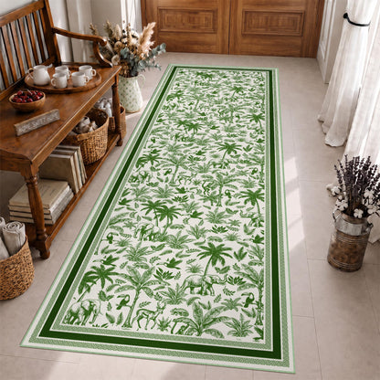 Washable French Toile Area Rug