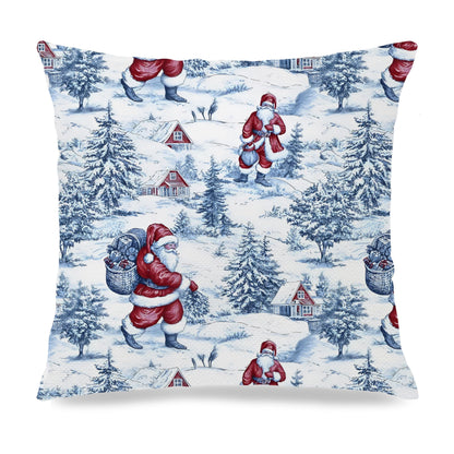 Blue Christmas Toile Pillow Covers, 18x18, Set of 2