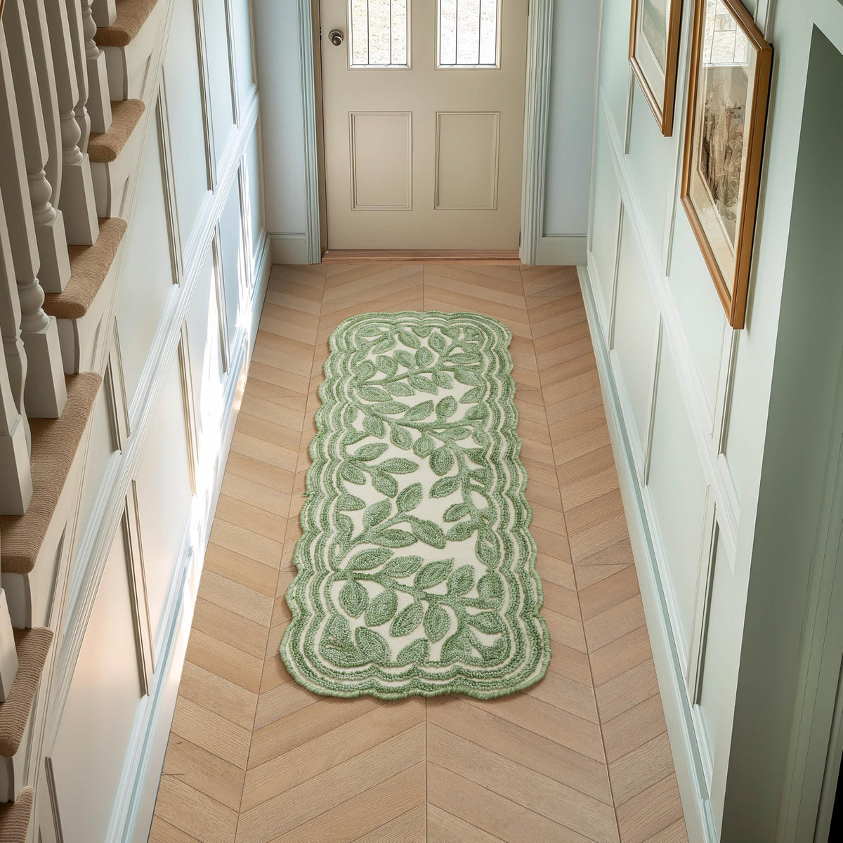 Laura Ashley Scalloped Washable Runner Rug