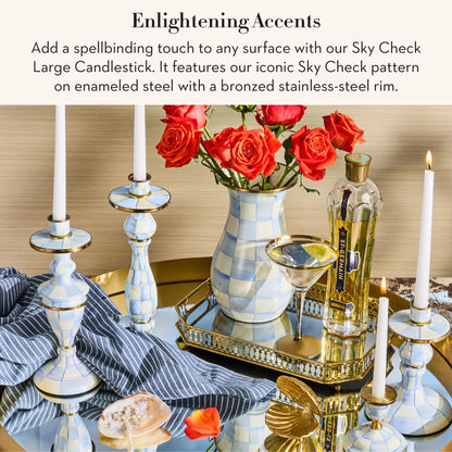 MacKenzie-Childs Sky Check Pillar Candlestick
