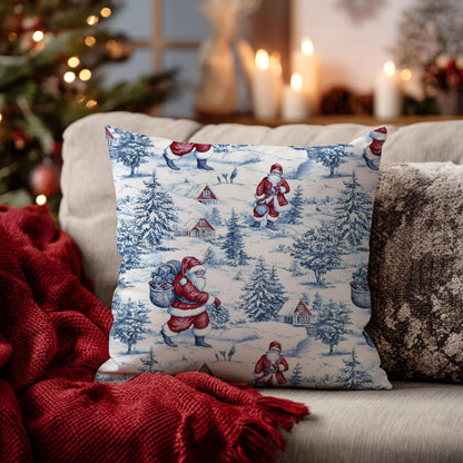 Blue Christmas Toile Pillow Covers, 18x18, Set of 2