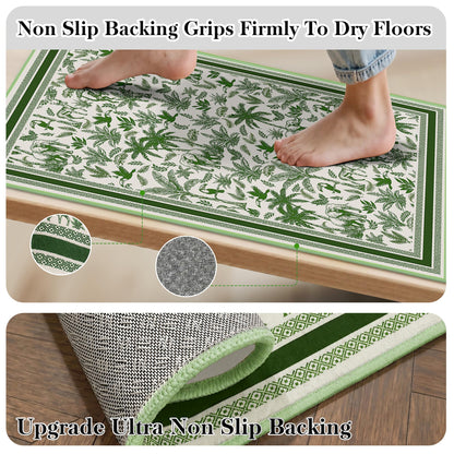 Washable French Toile Area Rug