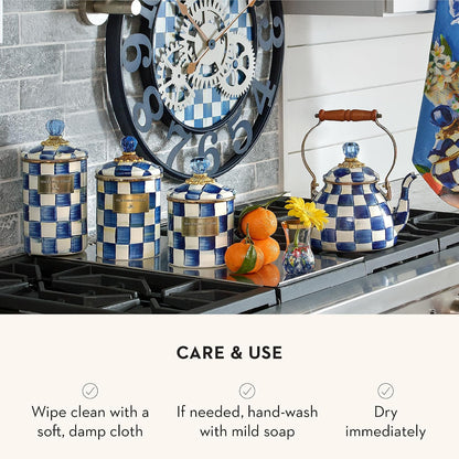 MacKenzie-Childs Enamel Canister Set, Royal Check