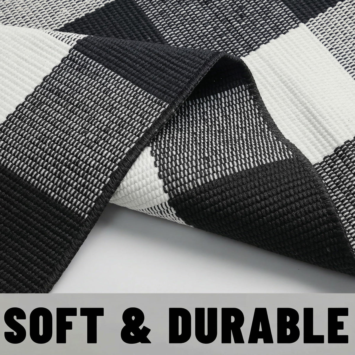 Blue Buffalo Plaid Outdoor Rug, 27.5x43