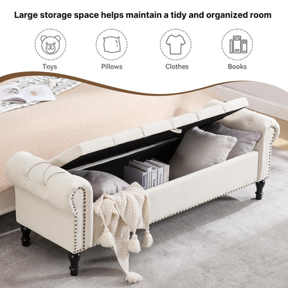 Navy Velvet Tufted Storage Bench