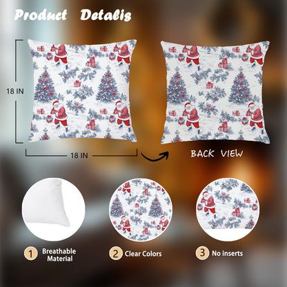 Blue Christmas Toile Pillow Covers, 18x18, Set of 2