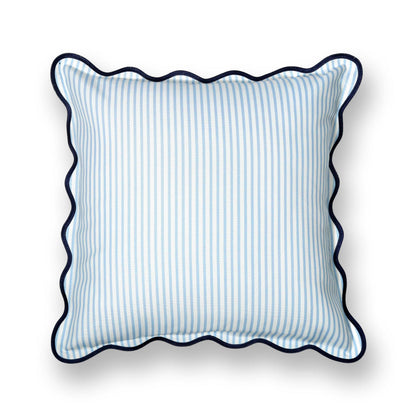 Navy Greek Key Outdoor Lumbar Pillow Cover, 12x20