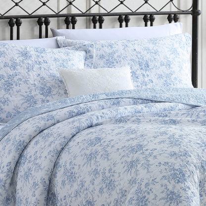Laura Ashley Walled Garden Blue Quilt Set