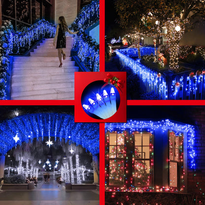 Blue and Cool White Icicle Lights, 164 ft
