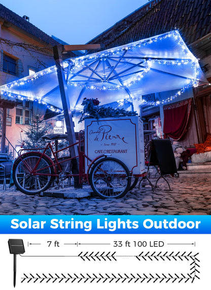 Solar Christmas String Lights, 100 LED, 40 ft