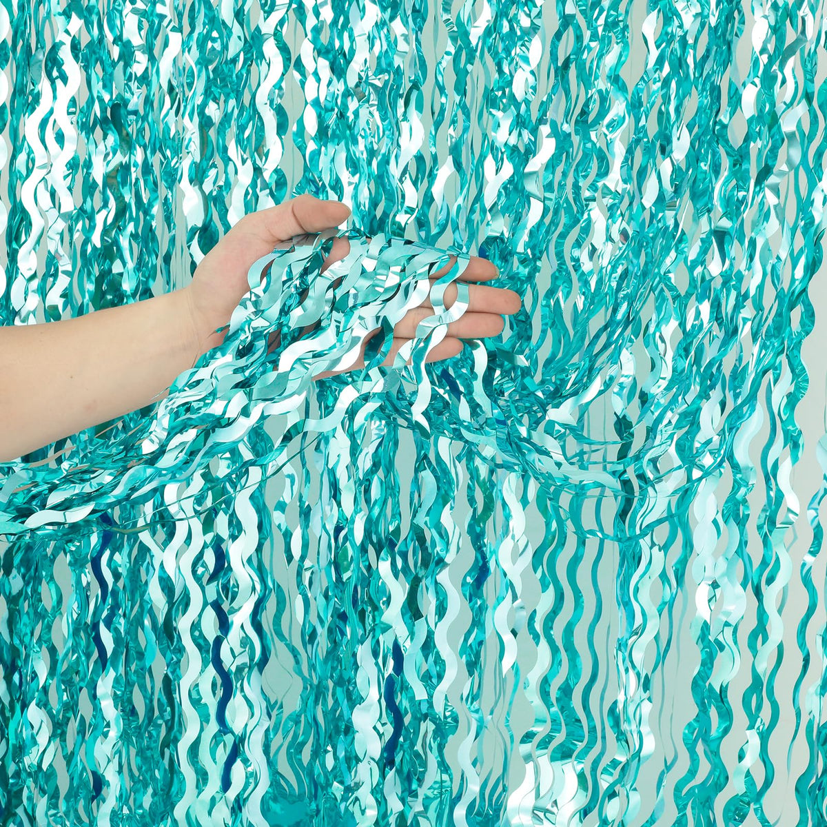 Navy Blue Foil Fringe Curtains, 4 Pack