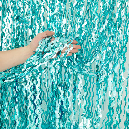 Navy Blue Foil Fringe Curtains, 4 Pack
