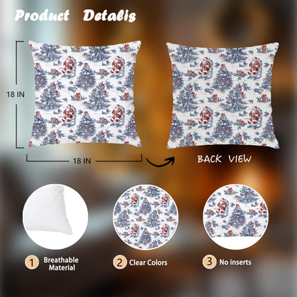 Blue Christmas Toile Pillow Covers, 18x18, Set of 2