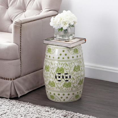 Jonathan Y Lotus Chinoiserie Garden Stool, 17.75"